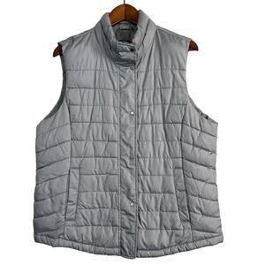 Gap Quilted Down Vest Full Zip Pockets Sleeveless Jacket Silver - XXL
